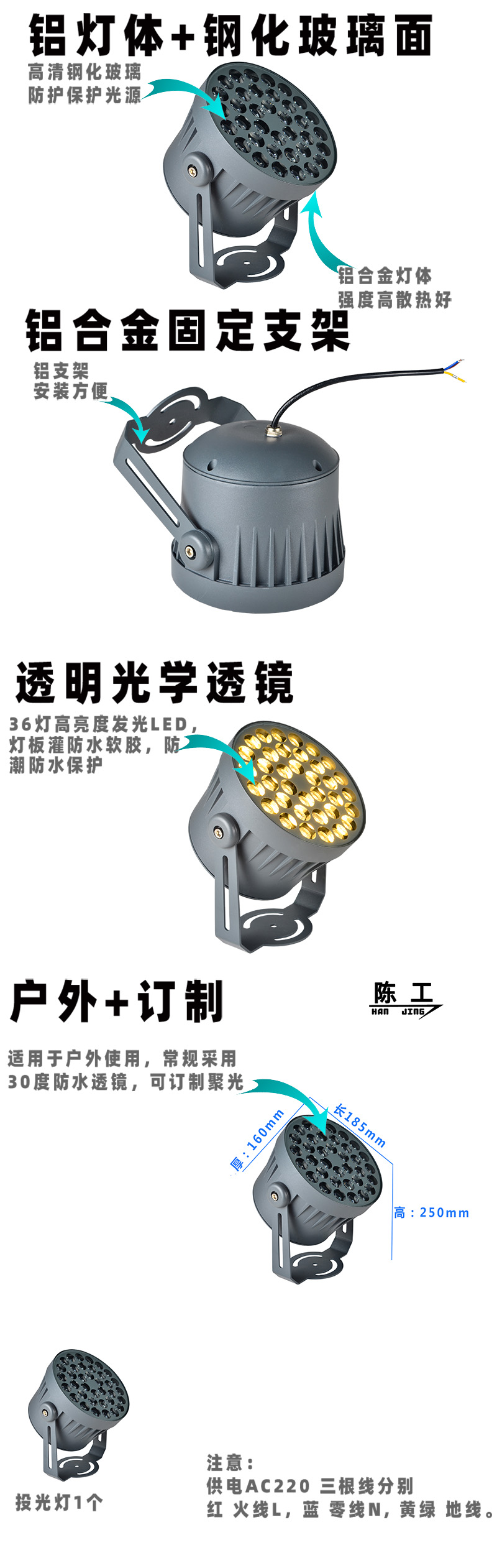 圆形投光灯图片