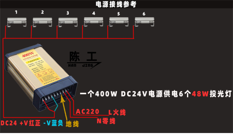 长方形投光灯接线